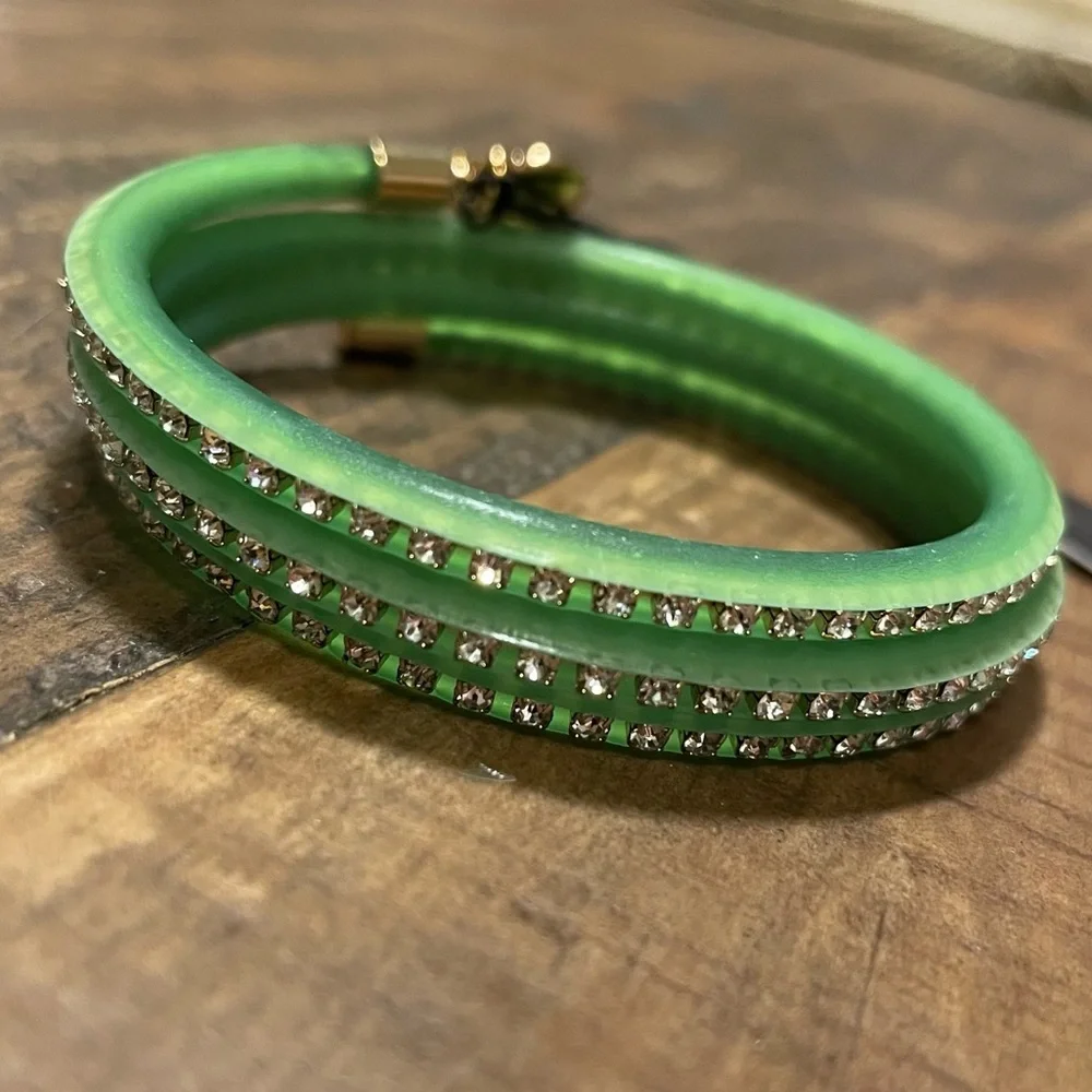 Marc by Marc Jacobs Neon Green Crystal Wrap Bracelet with Gold Charm